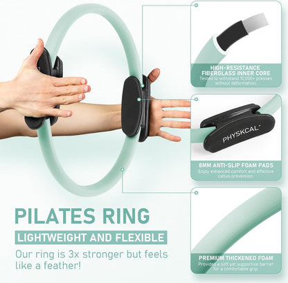 PhysKcal Pilates Kit, 15-Inch Pilates Ring with 1x Pilates Ball & 5X Bands