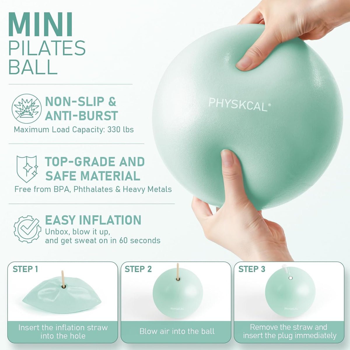 PhysKcal Pilates Kit, 15-Inch Pilates Ring with 1x Pilates Ball & 5X Bands