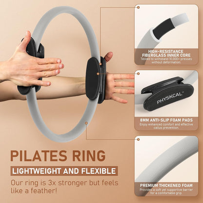 PhysKcal Pilates Kit, 15-Inch Pilates Ring with 1x Pilates Ball & 5X Bands