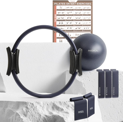 PhysKcal Pilates Kit, 15-Inch Pilates Ring with 1x Pilates Ball & 5X Bands