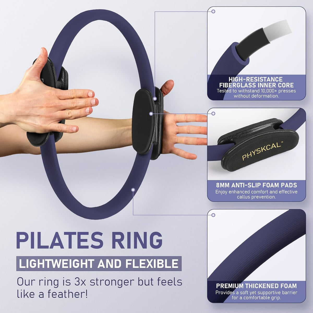 PhysKcal Pilates Kit, 15-Inch Pilates Ring with 1x Pilates Ball & 5X Bands