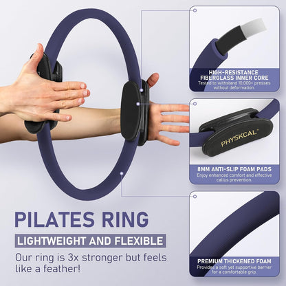 PhysKcal Pilates Kit, 15-Inch Pilates Ring with 1x Pilates Ball & 5X Bands