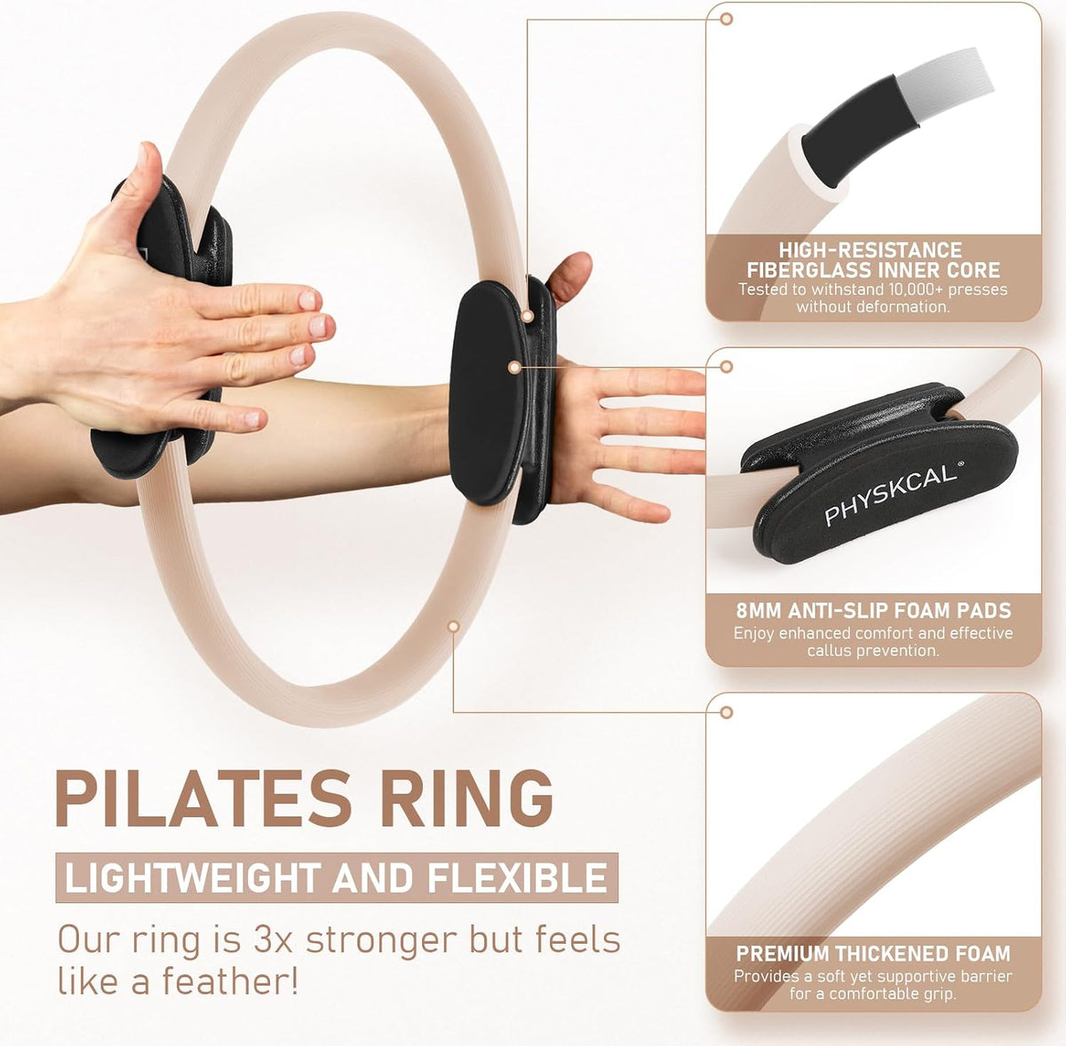 PhysKcal Pilates Kit, 15-Inch Pilates Ring with 1x Pilates Ball & 5X Bands