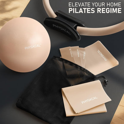 PhysKcal Pilates Kit, 15-Inch Pilates Ring with 1x Pilates Ball & 5X Bands