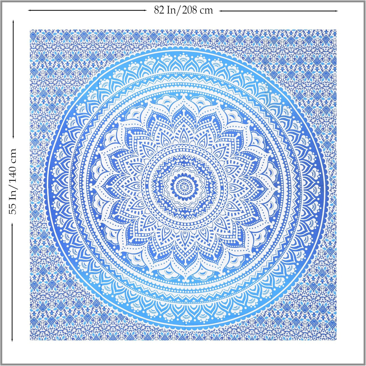 Original Gold Tapestry Wall Hanging Mandala – Cotton Throw Tapestry – Boho Bedding White and Gold Medium Bedspread 54x60 Inches – Meditation & Yoga Rug Mat