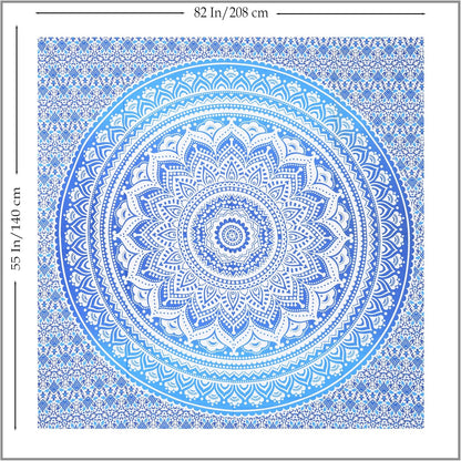 Original Gold Tapestry Wall Hanging Mandala – Cotton Throw Tapestry – Boho Bedding White and Gold Medium Bedspread 54x60 Inches – Meditation & Yoga Rug Mat