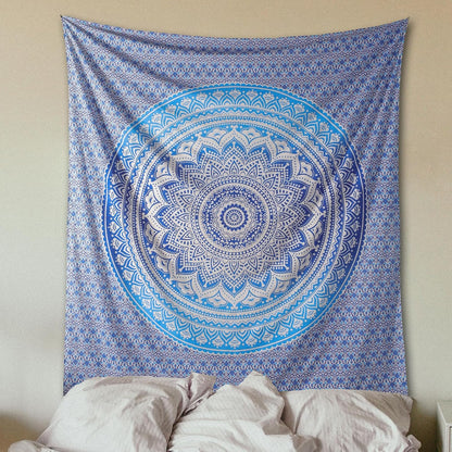 Original Gold Tapestry Wall Hanging Mandala – Cotton Throw Tapestry – Boho Bedding White and Gold Medium Bedspread 54x60 Inches – Meditation & Yoga Rug Mat