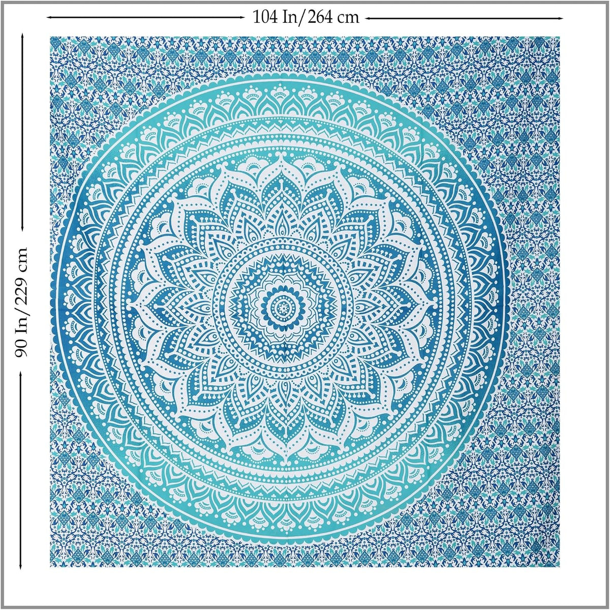Original Gold Tapestry Wall Hanging Mandala – Cotton Throw Tapestry – Boho Bedding White and Gold Medium Bedspread 54x60 Inches – Meditation & Yoga Rug Mat