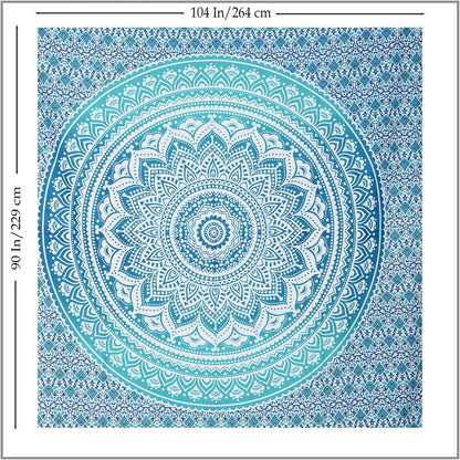 Original Gold Tapestry Wall Hanging Mandala – Cotton Throw Tapestry – Boho Bedding White and Gold Medium Bedspread 54x60 Inches – Meditation & Yoga Rug Mat