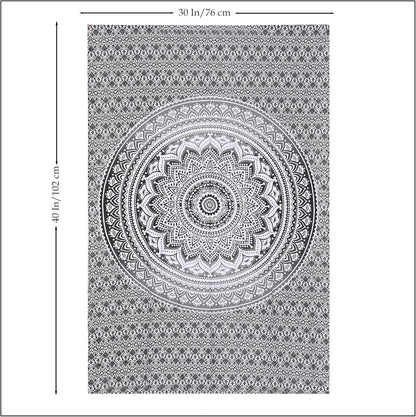 Original Gold Tapestry Wall Hanging Mandala – Cotton Throw Tapestry – Boho Bedding White and Gold Medium Bedspread 54x60 Inches – Meditation & Yoga Rug Mat