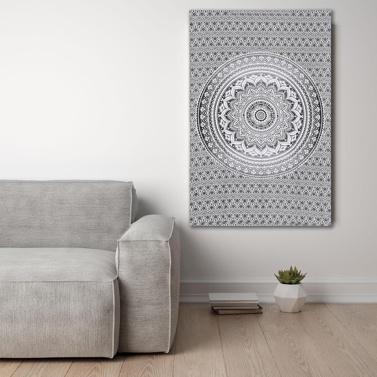 Original Gold Tapestry Wall Hanging Mandala – Cotton Throw Tapestry – Boho Bedding White and Gold Medium Bedspread 54x60 Inches – Meditation & Yoga Rug Mat