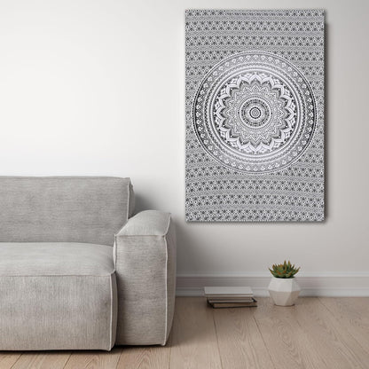 Original Gold Tapestry Wall Hanging Mandala – Cotton Throw Tapestry – Boho Bedding White and Gold Medium Bedspread 54x60 Inches – Meditation & Yoga Rug Mat