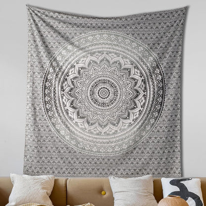 Original Gold Tapestry Wall Hanging Mandala – Cotton Throw Tapestry – Boho Bedding White and Gold Medium Bedspread 54x60 Inches – Meditation & Yoga Rug Mat