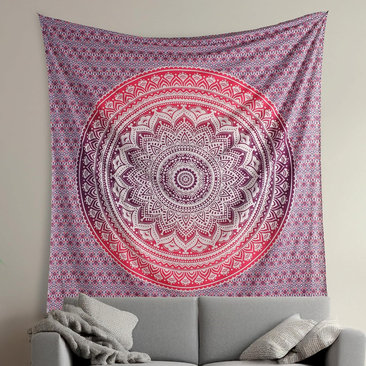 Original Gold Tapestry Wall Hanging Mandala – Cotton Throw Tapestry – Boho Bedding White and Gold Medium Bedspread 54x60 Inches – Meditation & Yoga Rug Mat