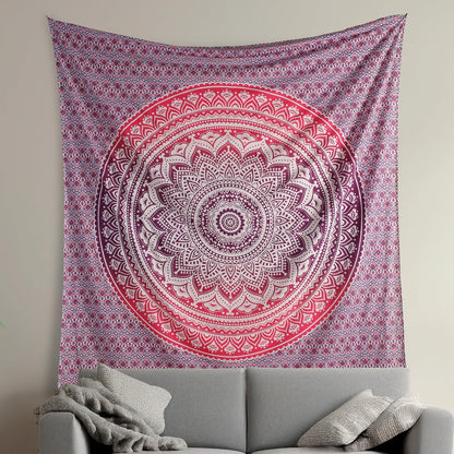 Original Gold Tapestry Wall Hanging Mandala – Cotton Throw Tapestry – Boho Bedding White and Gold Medium Bedspread 54x60 Inches – Meditation & Yoga Rug Mat