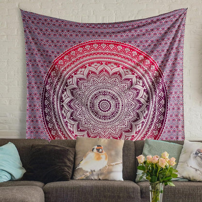 Original Gold Tapestry Wall Hanging Mandala – Cotton Throw Tapestry – Boho Bedding White and Gold Medium Bedspread 54x60 Inches – Meditation & Yoga Rug Mat