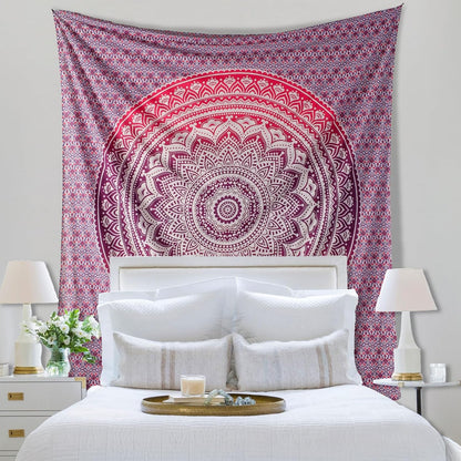 Original Gold Tapestry Wall Hanging Mandala – Cotton Throw Tapestry – Boho Bedding White and Gold Medium Bedspread 54x60 Inches – Meditation & Yoga Rug Mat