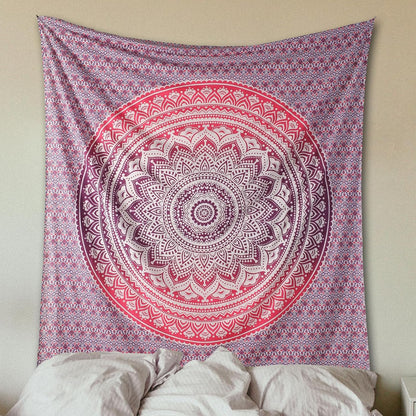 Original Gold Tapestry Wall Hanging Mandala – Cotton Throw Tapestry – Boho Bedding White and Gold Medium Bedspread 54x60 Inches – Meditation & Yoga Rug Mat
