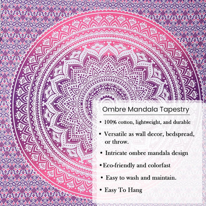 Original Gold Tapestry Wall Hanging Mandala – Cotton Throw Tapestry – Boho Bedding White and Gold Medium Bedspread 54x60 Inches – Meditation & Yoga Rug Mat