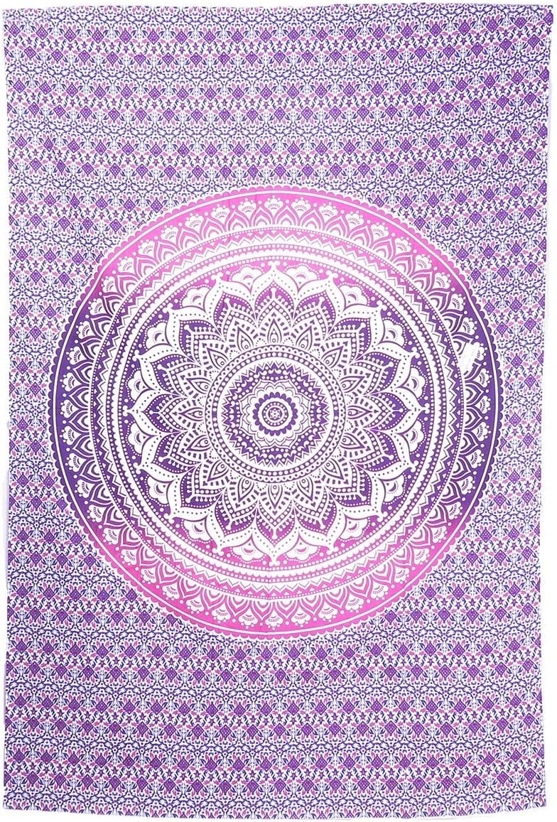 Original Gold Tapestry Wall Hanging Mandala – Cotton Throw Tapestry – Boho Bedding White and Gold Medium Bedspread 54x60 Inches – Meditation & Yoga Rug Mat