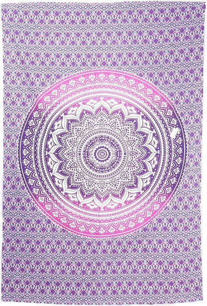 Original Gold Tapestry Wall Hanging Mandala – Cotton Throw Tapestry – Boho Bedding White and Gold Medium Bedspread 54x60 Inches – Meditation & Yoga Rug Mat