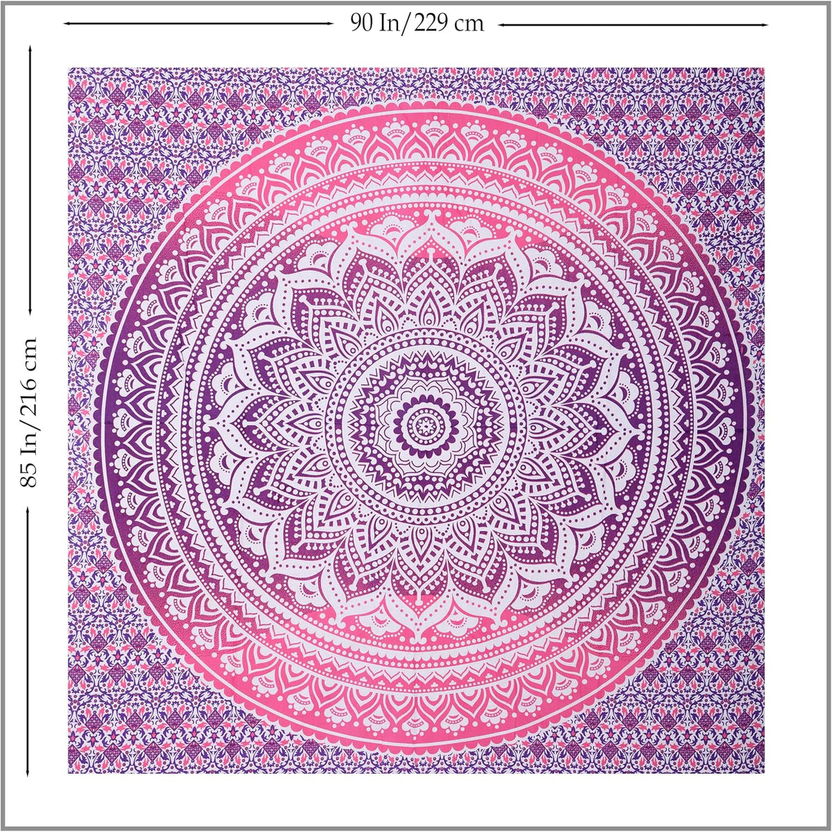 Original Gold Tapestry Wall Hanging Mandala – Cotton Throw Tapestry – Boho Bedding White and Gold Medium Bedspread 54x60 Inches – Meditation & Yoga Rug Mat