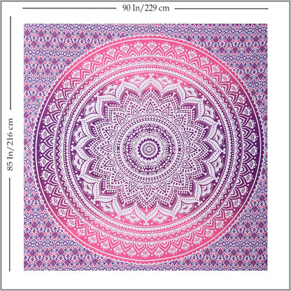 Original Gold Tapestry Wall Hanging Mandala – Cotton Throw Tapestry – Boho Bedding White and Gold Medium Bedspread 54x60 Inches – Meditation & Yoga Rug Mat