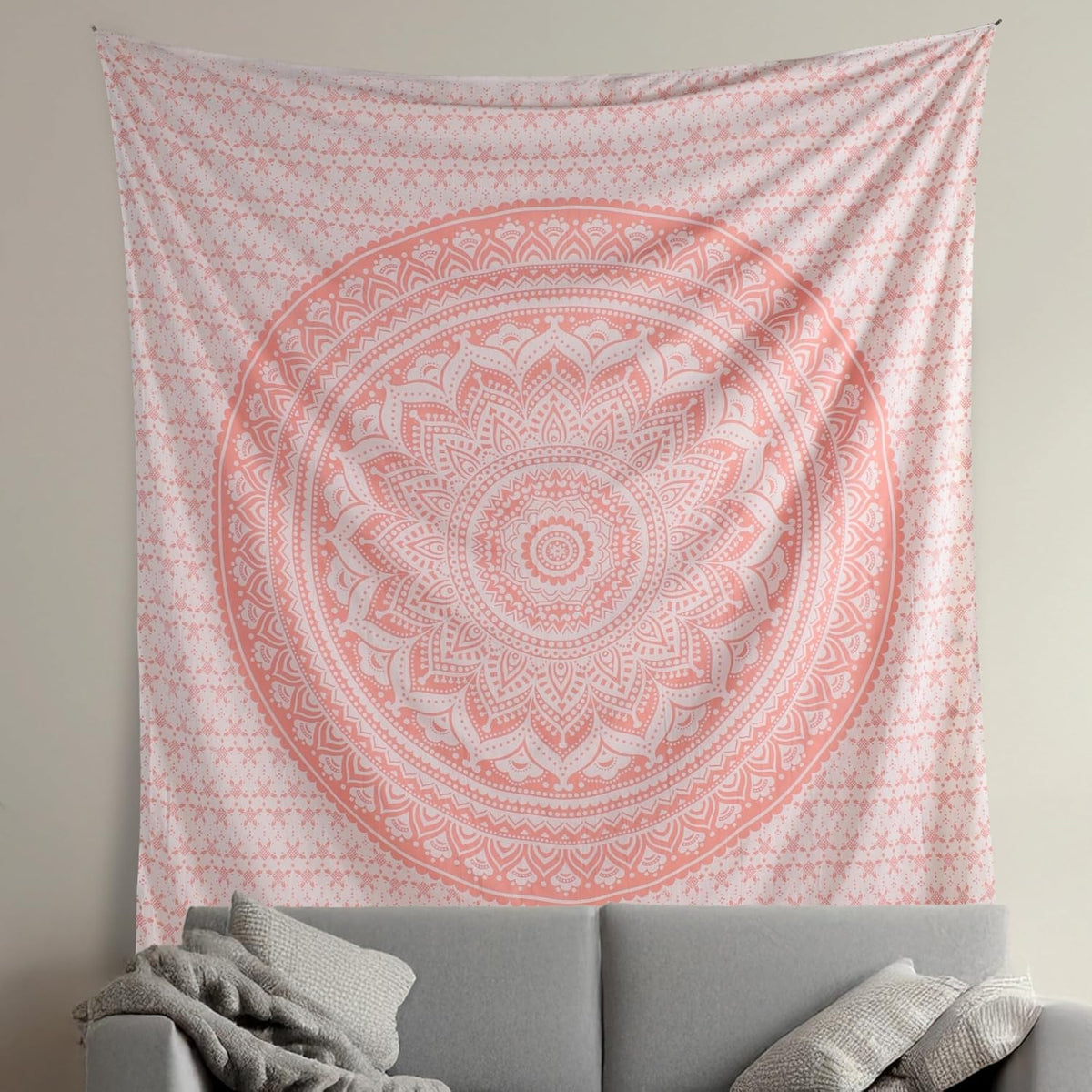 Original Gold Tapestry Wall Hanging Mandala – Cotton Throw Tapestry – Boho Bedding White and Gold Medium Bedspread 54x60 Inches – Meditation & Yoga Rug Mat