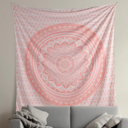 Original Gold Tapestry Wall Hanging Mandala – Cotton Throw Tapestry – Boho Bedding White and Gold Medium Bedspread 54x60 Inches – Meditation & Yoga Rug Mat
