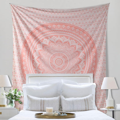 Original Gold Tapestry Wall Hanging Mandala – Cotton Throw Tapestry – Boho Bedding White and Gold Medium Bedspread 54x60 Inches – Meditation & Yoga Rug Mat