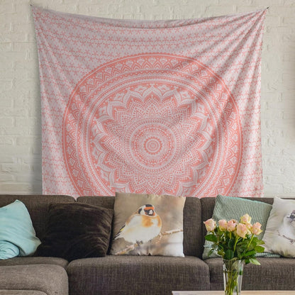 Original Gold Tapestry Wall Hanging Mandala – Cotton Throw Tapestry – Boho Bedding White and Gold Medium Bedspread 54x60 Inches – Meditation & Yoga Rug Mat