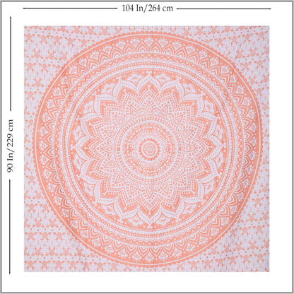 Original Gold Tapestry Wall Hanging Mandala – Cotton Throw Tapestry – Boho Bedding White and Gold Medium Bedspread 54x60 Inches – Meditation & Yoga Rug Mat