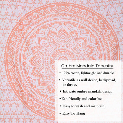 Original Gold Tapestry Wall Hanging Mandala – Cotton Throw Tapestry – Boho Bedding White and Gold Medium Bedspread 54x60 Inches – Meditation & Yoga Rug Mat