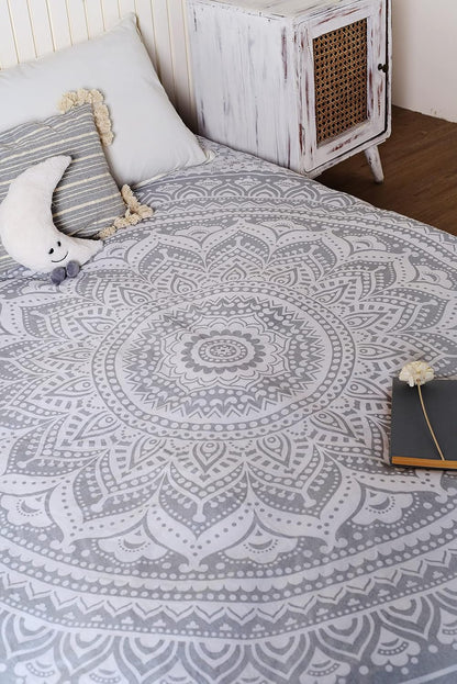 Original Gold Tapestry Wall Hanging Mandala – Cotton Throw Tapestry – Boho Bedding White and Gold Medium Bedspread 54x60 Inches – Meditation & Yoga Rug Mat
