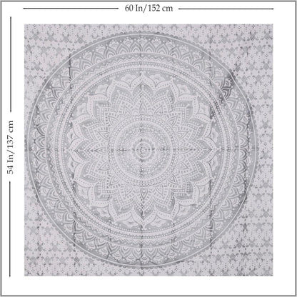 Original Gold Tapestry Wall Hanging Mandala – Cotton Throw Tapestry – Boho Bedding White and Gold Medium Bedspread 54x60 Inches – Meditation & Yoga Rug Mat