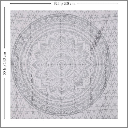 Original Gold Tapestry Wall Hanging Mandala – Cotton Throw Tapestry – Boho Bedding White and Gold Medium Bedspread 54x60 Inches – Meditation & Yoga Rug Mat