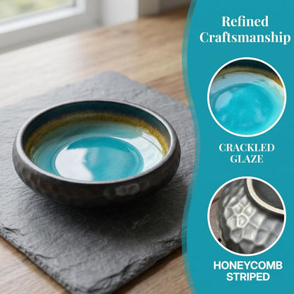 6 Inch Japanese Incense Holder Stick,Ceramic Handmade Crack Blue Glaze