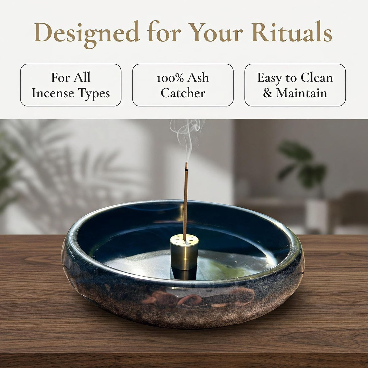 6 Inch Japanese Incense Holder Stick,Ceramic Handmade Crack Blue Glaze