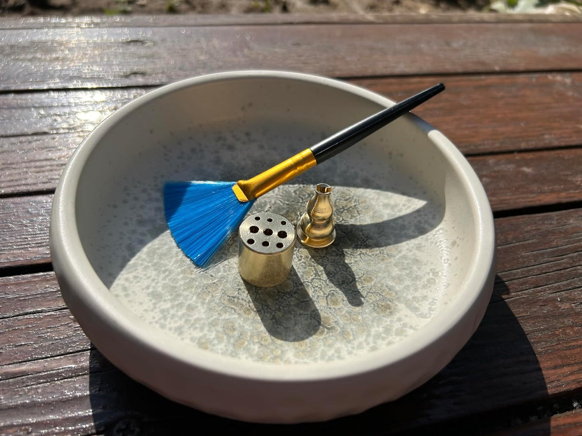 6 Inch Japanese Incense Holder Stick,Ceramic Handmade Crack Blue Glaze