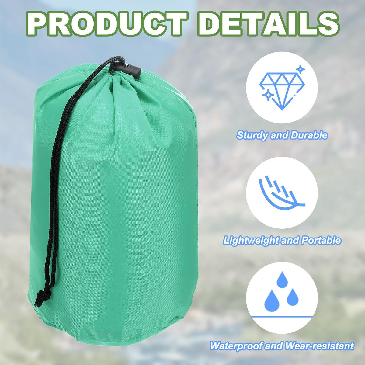 Stuff Sack, Waterproof Outdoor Storage Sack Portable Drawstring Dust Flap Bags Lightweight Sleeping Bag for Camping Hiking Travel