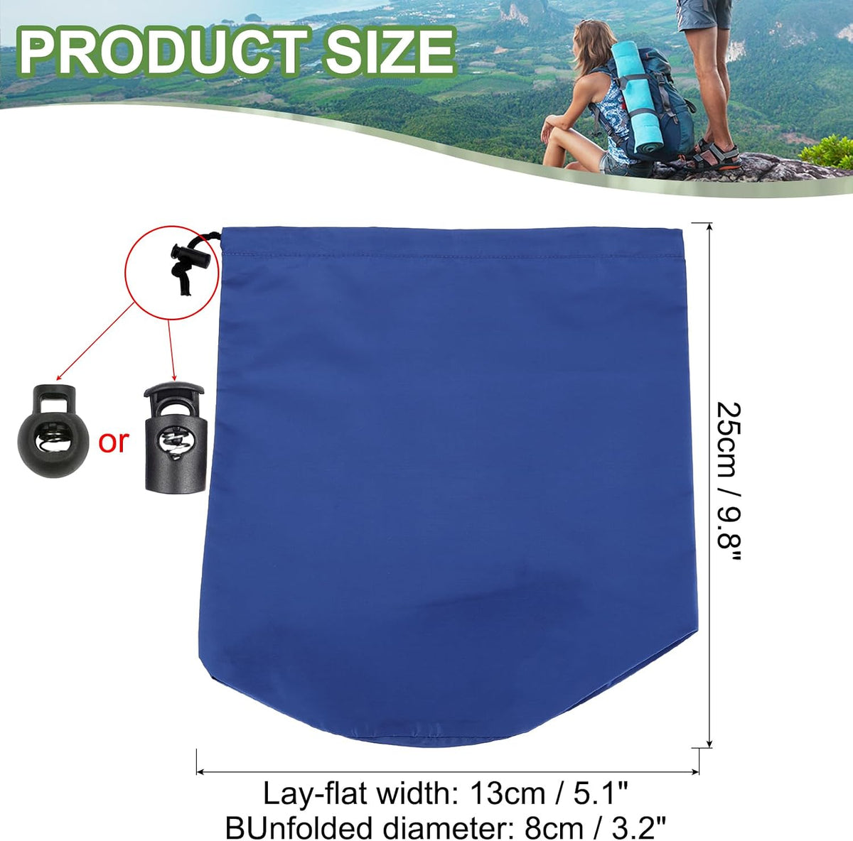 Stuff Sack, Waterproof Outdoor Storage Sack Portable Drawstring Dust Flap Bags Lightweight Sleeping Bag for Camping Hiking Travel