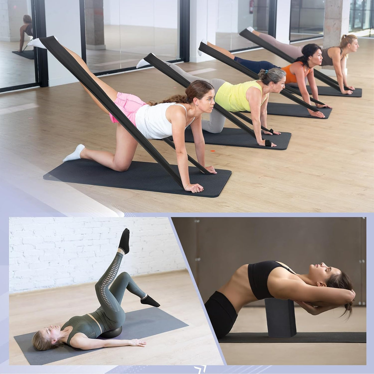 24 Pcs Pilates Kit, Home Pilate Equipment for Women, Pilates Ring and Ball Set with Stretching Strap, Water Bottle, Magic Circle, Yoga Ring, Gym Bag, Resistance Band, Anti Slip Sock