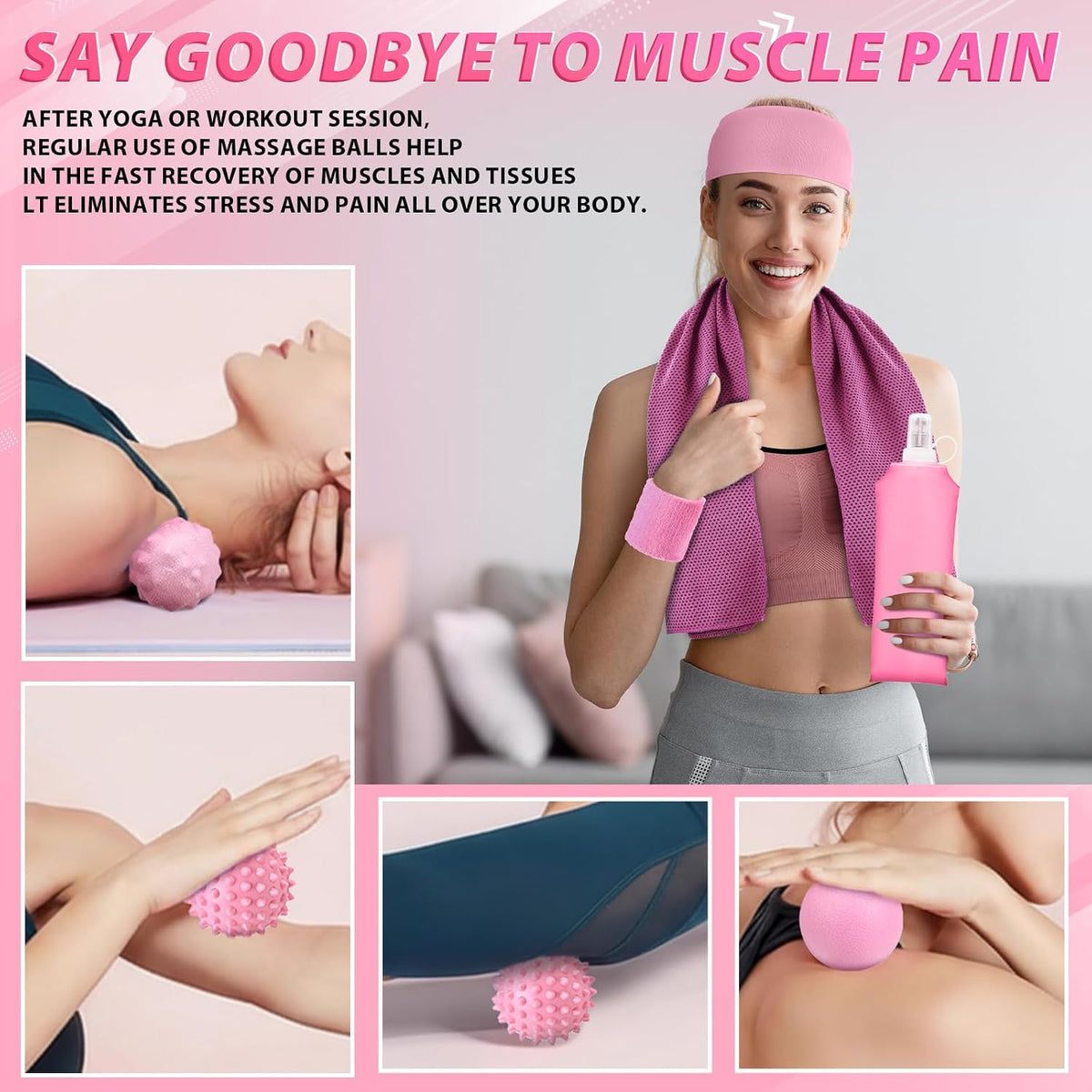 24 Pcs Pilates Kit, Home Pilate Equipment for Women, Pilates Ring and Ball Set with Stretching Strap, Water Bottle, Magic Circle, Yoga Ring, Gym Bag, Resistance Band, Anti Slip Sock