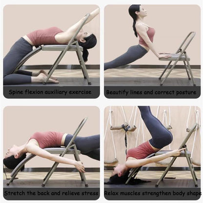 Yoga Chair Yoga Auxiliary Chair with Lumbar Back Support Relieve Back Pain Chair Folding Yoga Chair for Balance Training Handstand Flexibility