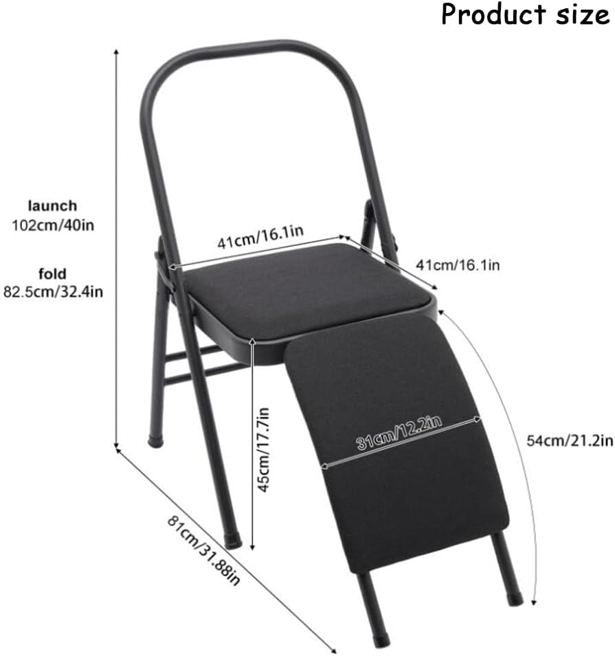Yoga Chair Yoga Auxiliary Chair with Lumbar Back Support Relieve Back Pain Chair Folding Yoga Chair for Balance Training Handstand Flexibility