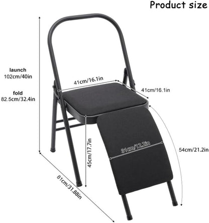 Yoga Chair Yoga Auxiliary Chair with Lumbar Back Support Relieve Back Pain Chair Folding Yoga Chair for Balance Training Handstand Flexibility