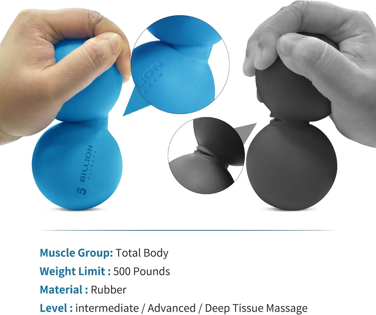Peanut Massage Ball - Double Lacrosse Massage Ball & Mobility Ball for Physical Therapy - Deep Tissue Massage Tool for Myofascial Release, Muscle Relaxer, Acupoint Massage