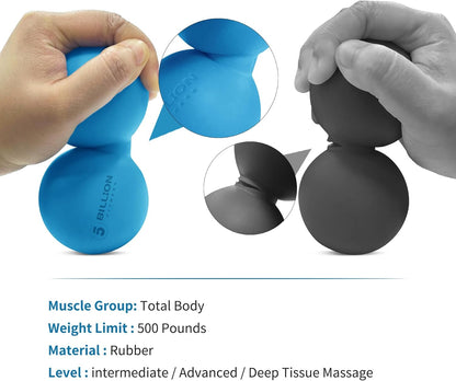 Peanut Massage Ball - Double Lacrosse Massage Ball & Mobility Ball for Physical Therapy - Deep Tissue Massage Tool for Myofascial Release, Muscle Relaxer, Acupoint Massage