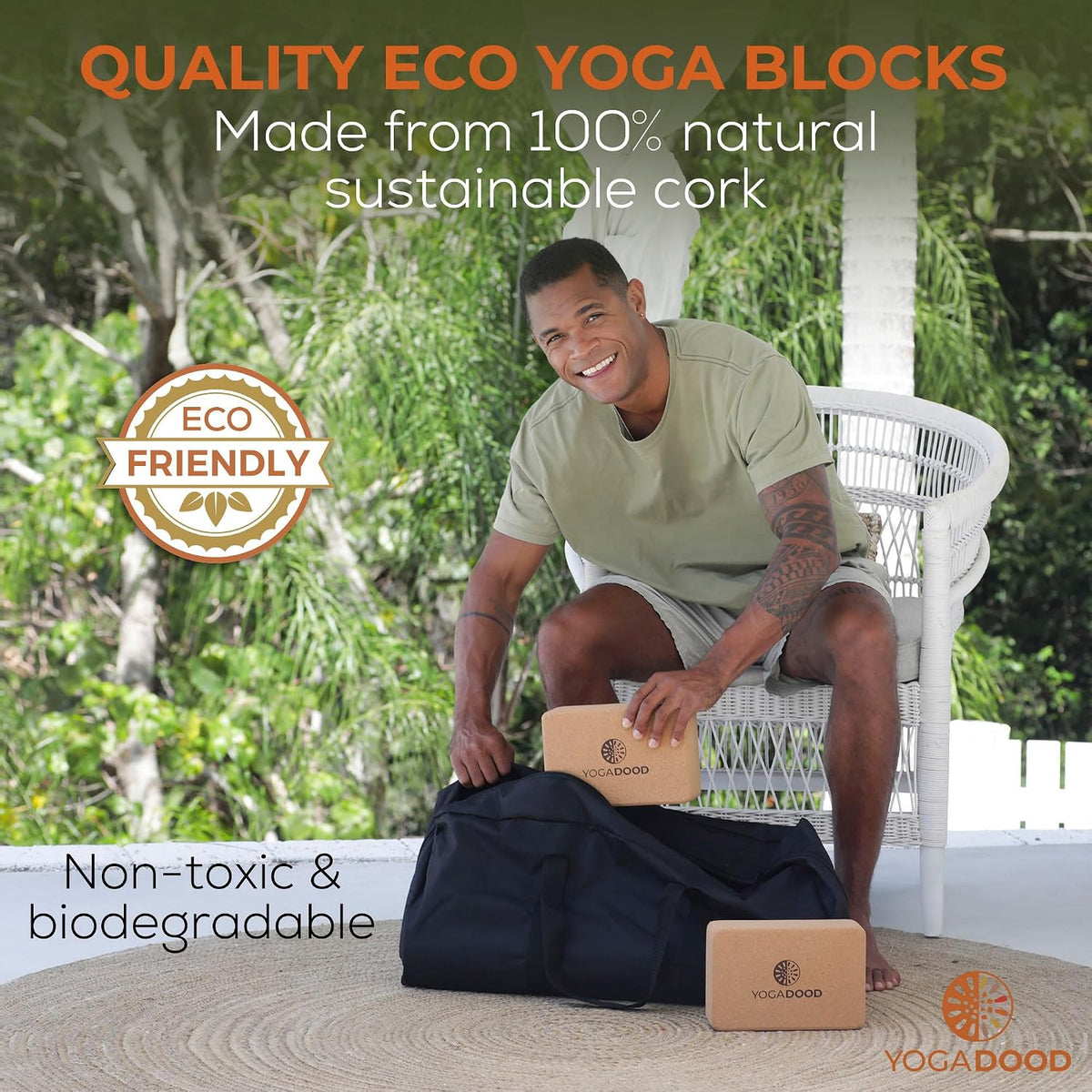 Premium Cork Yoga Blocks 2 Pack - Superior Grip & Stability for Enhanced Alignment - Eco-Friendly Biodegradable