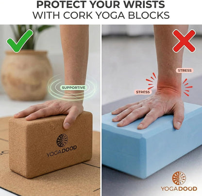 Premium Cork Yoga Blocks 2 Pack - Superior Grip & Stability for Enhanced Alignment - Eco-Friendly Biodegradable